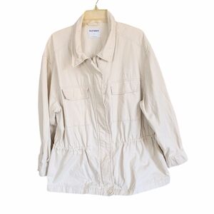Old Navy Cream Utility Field Jacket | XL | Cinched Waist Cotton Safari Coat